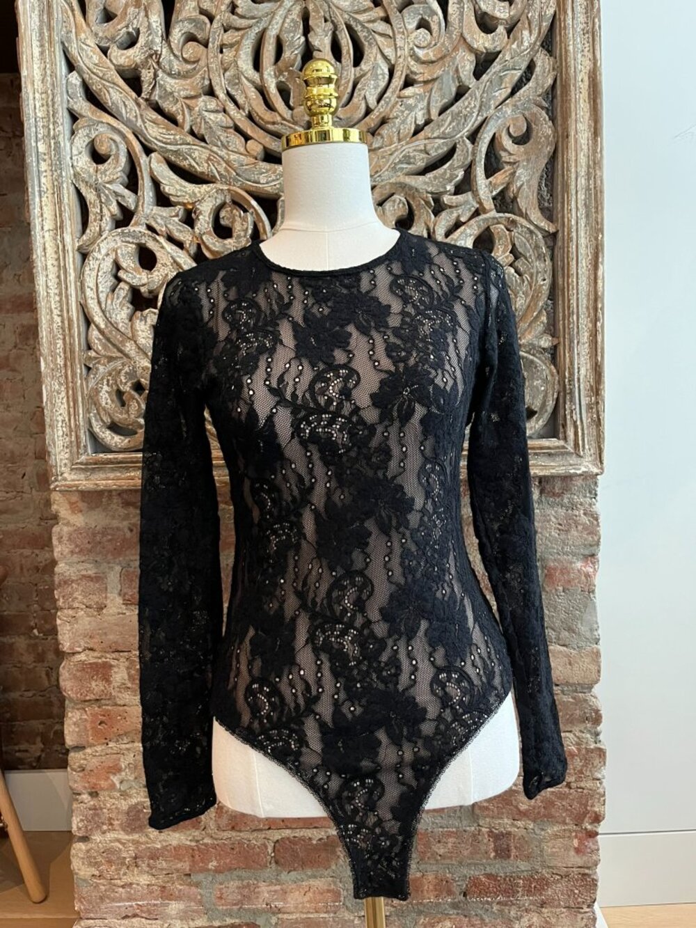 Zimmermann Black Lace Long Sleeve Bodysuit Top – Size 2